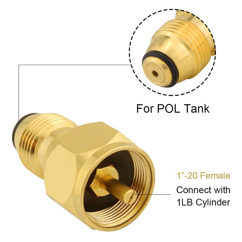 Joywayus 1LB Propane Tank Refill Adapter - Solid Brass Universal Mini Fill Adapter for Disposable Small Bottle - Image 4